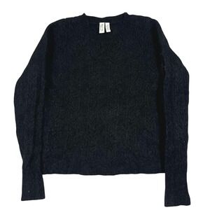 Black Mohair Wool Fuzzy Knit Sweater Meadow Rue Anthropologie Womens M